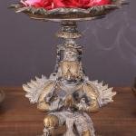 Superfine Brass Garuda Aasan Lamp | 6.5" x 5.7" x 6.5" (16.5 x 14.5 x 16.5 cm) | Rustic Divine Light | Traditional Sacred Decor